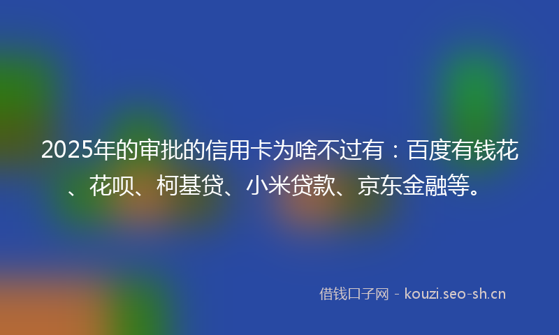 2025年的审批的信用卡为啥不过有：百度有钱花、花呗、柯基贷、小米贷款、京东金融等。