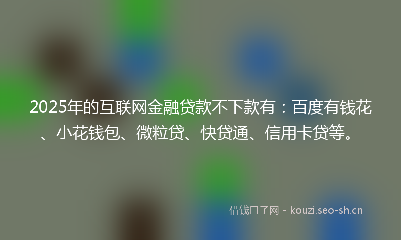 2025年的互联网金融贷款不下款有：百度有钱花、小花钱包、微粒贷、快贷通、信用卡贷等。