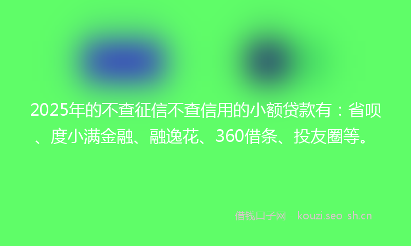 2025年的不查征信不查信用的小额贷款有：省呗、度小满金融、融逸花、360借条、投友圈等。