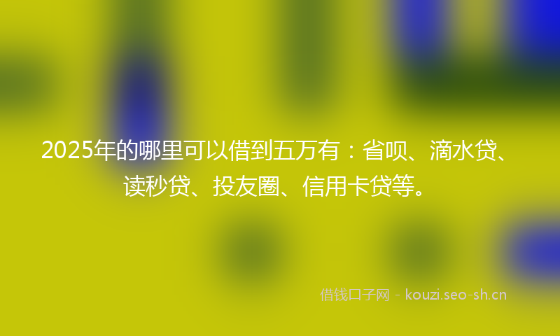 2025年的哪里可以借到五万有：省呗、滴水贷、读秒贷、投友圈、信用卡贷等。