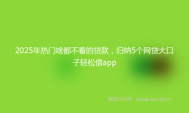 2025年热门啥都不看的贷款，归纳5个网贷大口子轻松借app