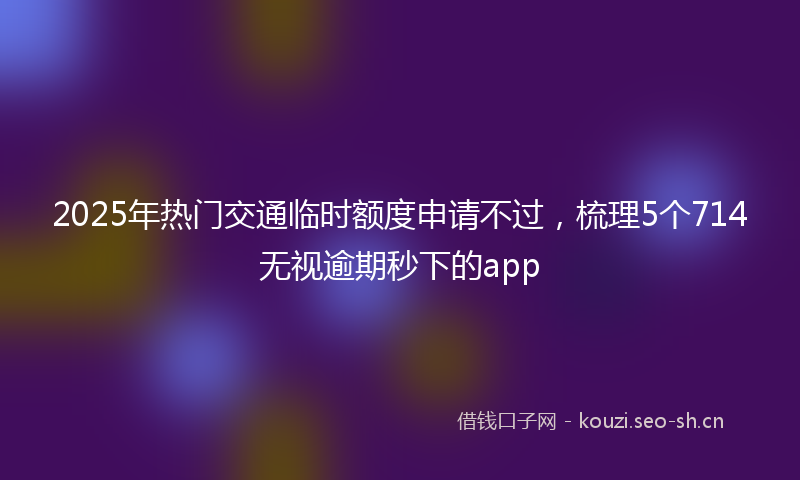 2025年热门交通临时额度申请不过，梳理5个714无视逾期秒下的app