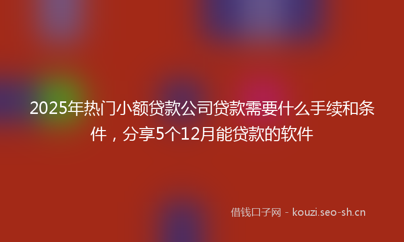 2025年热门小额贷款公司贷款需要什么手续和条件,分享5个12月能贷款的软件
