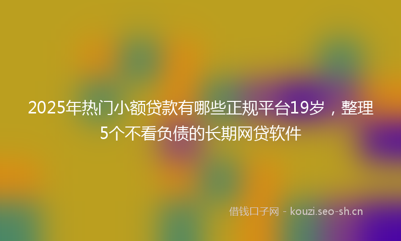 2025年热门小额贷款有哪些正规平台19岁，整理5个不看负债的长期网贷软件