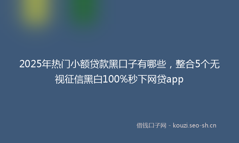 2025年热门小额贷款黑口子有哪些，整合5个无视征信黑白100%秒下网贷app