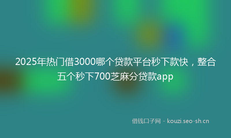 2025年热门借3000哪个贷款平台秒下款快，整合五个秒下700芝麻分贷款app