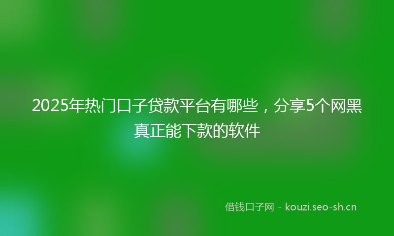 2025年热门口子贷款平台有哪些，分享5个网黑真正能下款的软件