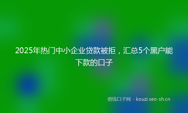 2025年热门中小企业贷款被拒，汇总5个黑户能下款的口子