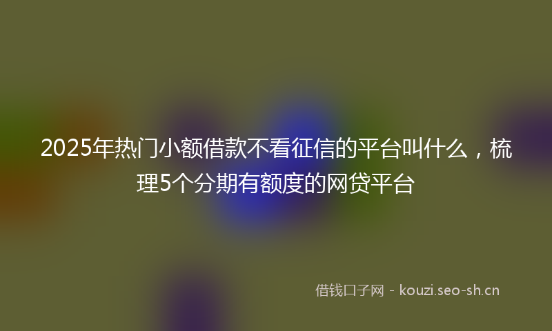 2025年热门小额借款不看征信的平台叫什么，梳理5个分期有额度的网贷平台