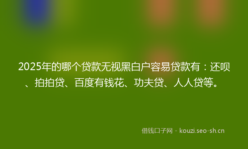 2025年的哪个贷款无视黑白户容易贷款有:还呗、拍拍贷、百度有钱花、功夫贷、人人贷等。