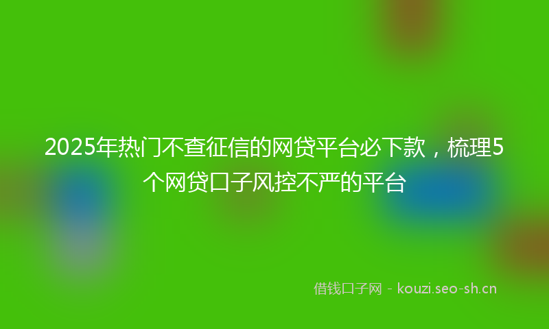 2025年热门不查征信的网贷平台必下款，梳理5个网贷口子风控不严的平台