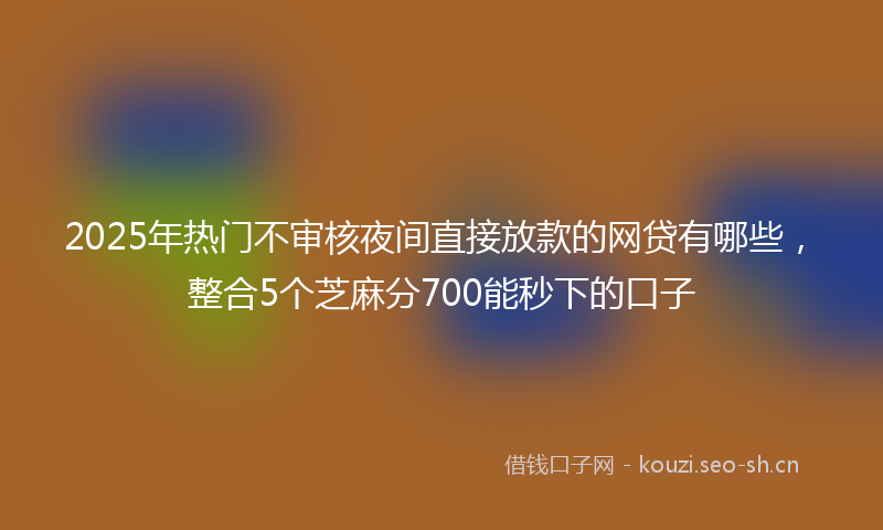 2025年热门不审核夜间直接放款的网贷有哪些，整合5个芝麻分700能秒下的口子