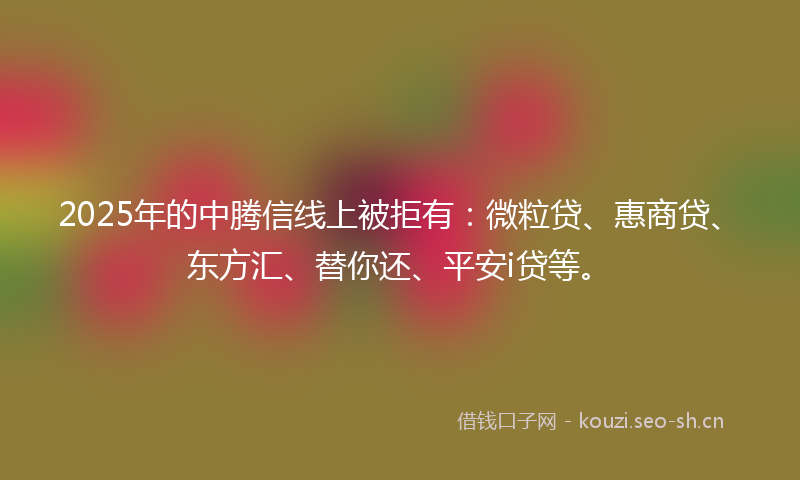 2025年的中腾信线上被拒有：微粒贷、惠商贷、东方汇、替你还、平安i贷等。