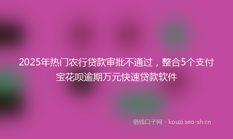 2025年热门农行贷款审批不通过，整合5个支付宝花呗逾期万元快速贷款软件