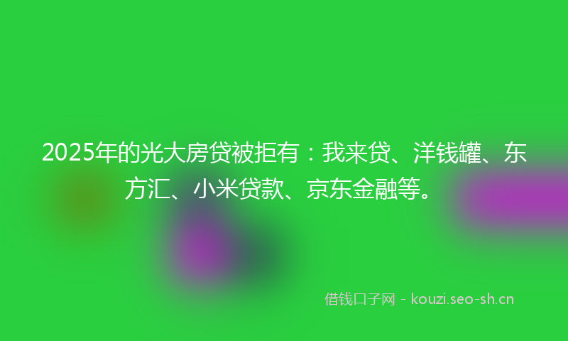 2025年的光大房贷被拒有：我来贷、洋钱罐、东方汇、小米贷款、京东金融等。