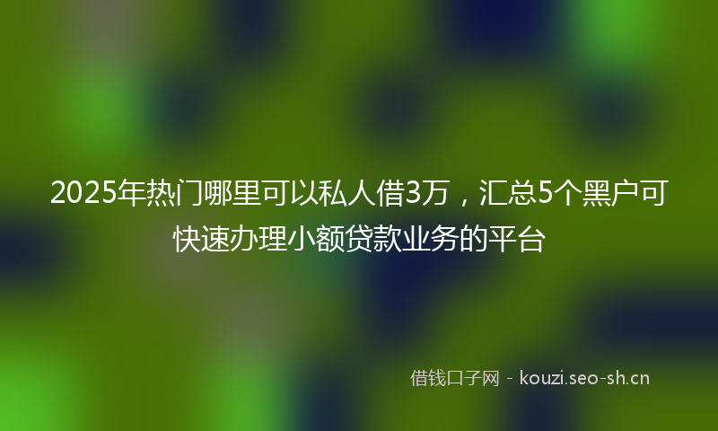 2025年热门哪里可以私人借3万，汇总5个黑户可快速办理小额贷款业务的平台