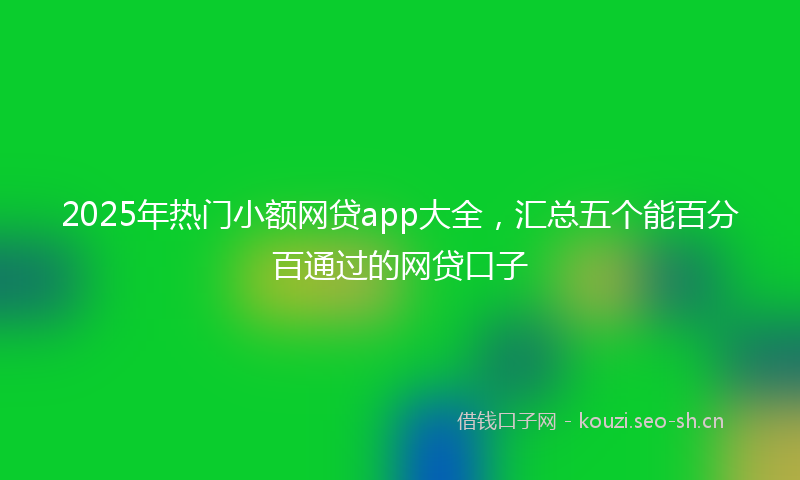 2025年热门小额网贷app大全，汇总五个能百分百通过的网贷口子