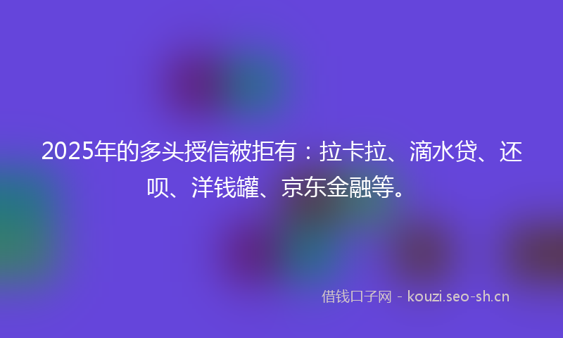 2025年的多头授信被拒有：拉卡拉、滴水贷、还呗、洋钱罐、京东金融等。
