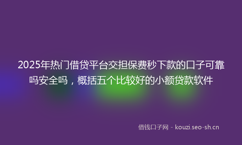 2025年热门借贷平台交担保费秒下款的口子可靠吗安全吗，概括五个比较好的小额贷款软件