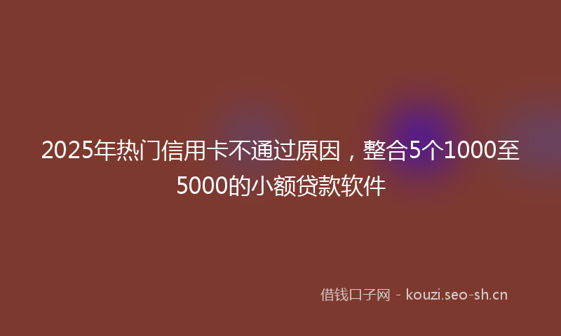 2025年热门信用卡不通过原因，整合5个1000至5000的小额贷款软件