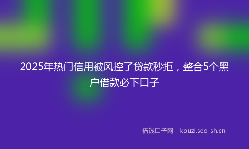 2025年热门信用被风控了贷款秒拒，整合5个黑户借款必下口子