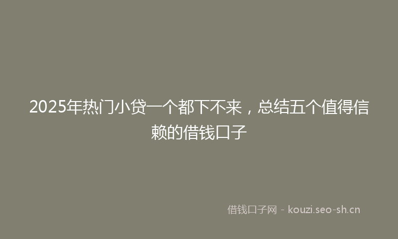 2025年热门小贷一个都下不来，总结五个值得信赖的借钱口子