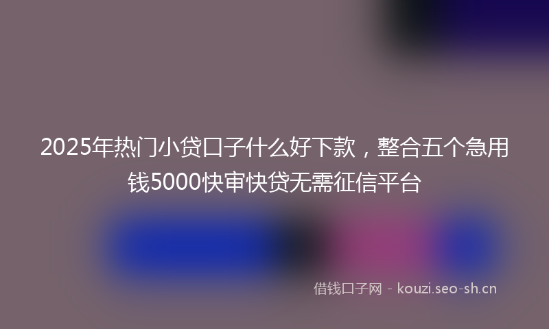 2025年热门小贷口子什么好下款，整合五个急用钱5000快审快贷无需征信平台