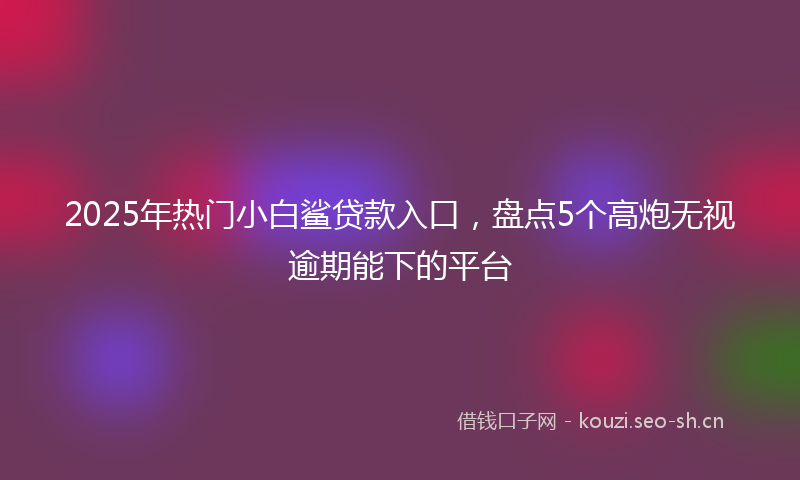 2025年热门小白鲨贷款入口，盘点5个高炮无视逾期能下的平台