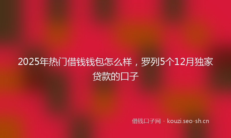 2025年热门借钱钱包怎么样，罗列5个12月独家贷款的口子