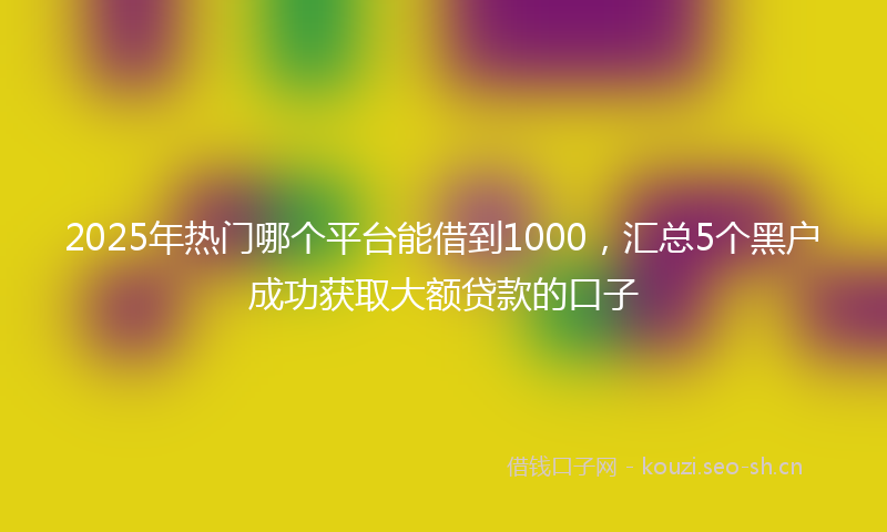 2025年热门哪个平台能借到1000，汇总5个黑户成功获取大额贷款的口子