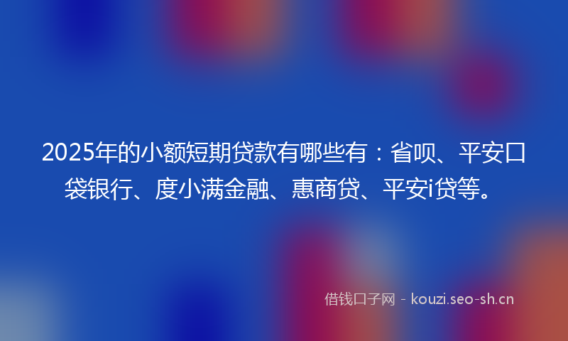 2025年的小额短期贷款有哪些有：省呗、平安口袋银行、度小满金融、惠商贷、平安i贷等。
