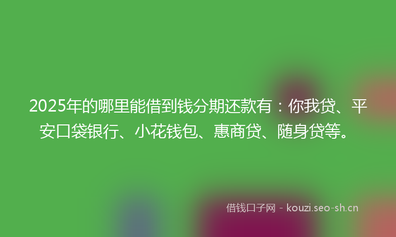 2025年的哪里能借到钱分期还款有：你我贷、平安口袋银行、小花钱包、惠商贷、随身贷等。
