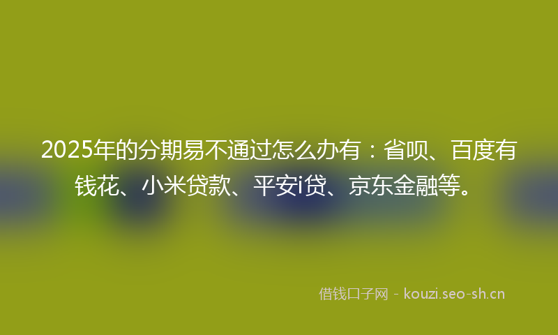 2025年的分期易不通过怎么办有：省呗、百度有钱花、小米贷款、平安i贷、京东金融等。