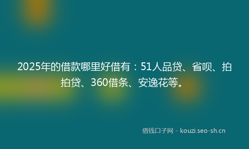 2025年的借款哪里好借有：51人品贷、省呗、拍拍贷、360借条、安逸花等。