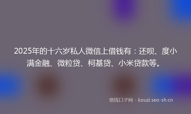 2025年的十六岁私人微信上借钱有：还呗、度小满金融、微粒贷、柯基贷、小米贷款等。