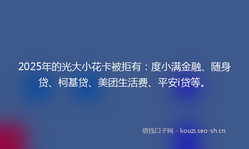2025年的光大小花卡被拒有：度小满金融、随身贷、柯基贷、美团生活费、平安i贷等。