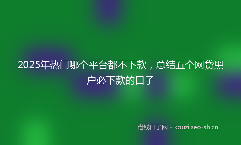 2025年热门哪个平台都不下款，总结五个网贷黑户必下款的口子