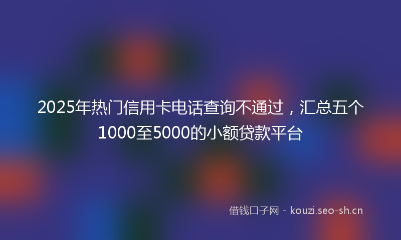 2025年热门信用卡电话查询不通过，汇总五个1000至5000的小额贷款平台
