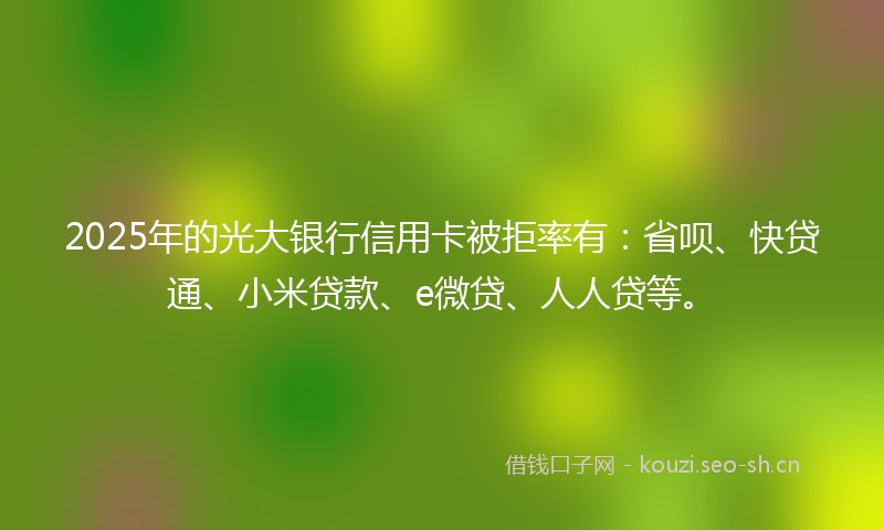 2025年的光大银行信用卡被拒率有：省呗、快贷通、小米贷款、e微贷、人人贷等。