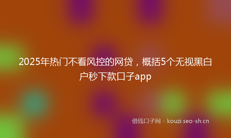 2025年热门不看风控的网贷，概括5个无视黑白户秒下款口子app