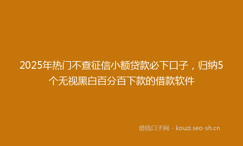 2025年热门不查征信小额贷款必下口子，归纳5个无视黑白百分百下款的借款软件