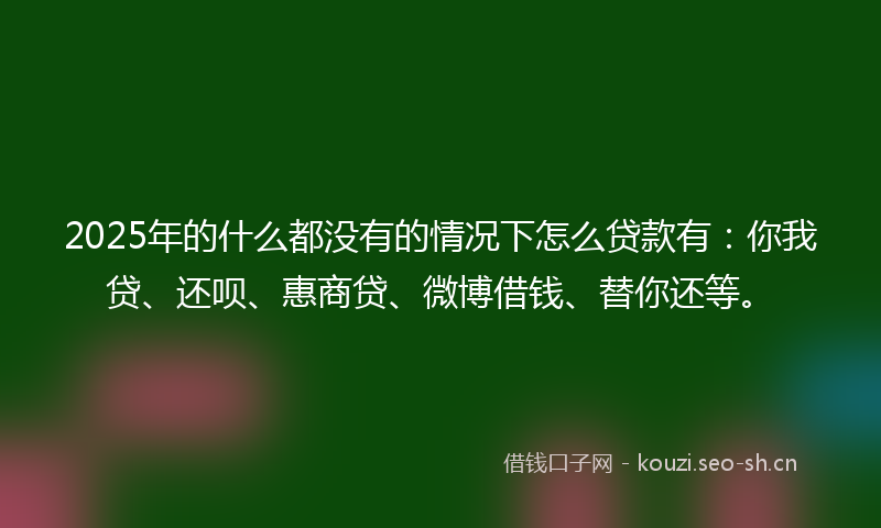 2025年的什么都没有的情况下怎么贷款有：你我贷、还呗、惠商贷、微博借钱、替你还等。