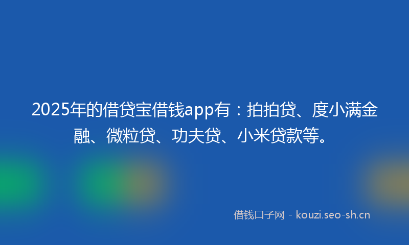 2025年的借贷宝借钱app有：拍拍贷、度小满金融、微粒贷、功夫贷、小米贷款等。