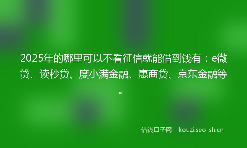 2025年的哪里可以不看征信就能借到钱有：e微贷、读秒贷、度小满金融、惠商贷、京东金融等。