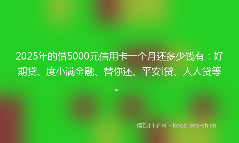 2025年的借5000元信用卡一个月还多少钱有：好期贷、度小满金融、替你还、平安i贷、人人贷等。