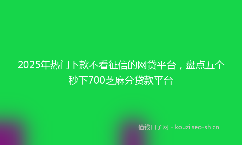 2025年热门下款不看征信的网贷平台，盘点五个秒下700芝麻分贷款平台