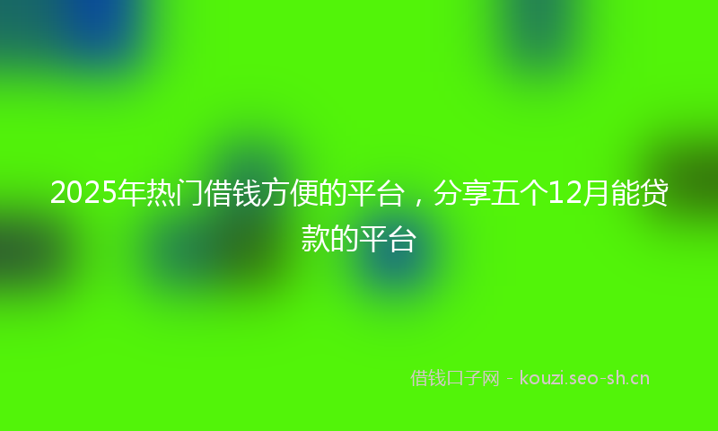 2025年热门借钱方便的平台，分享五个12月能贷款的平台