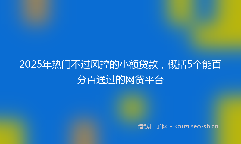 2025年热门不过风控的小额贷款，概括5个能百分百通过的网贷平台