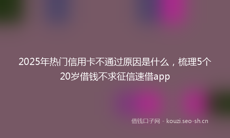 2025年热门信用卡不通过原因是什么，梳理5个20岁借钱不求征信速借app