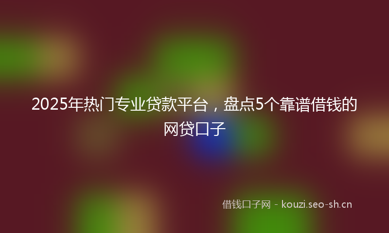 2025年热门专业贷款平台，盘点5个靠谱借钱的网贷口子